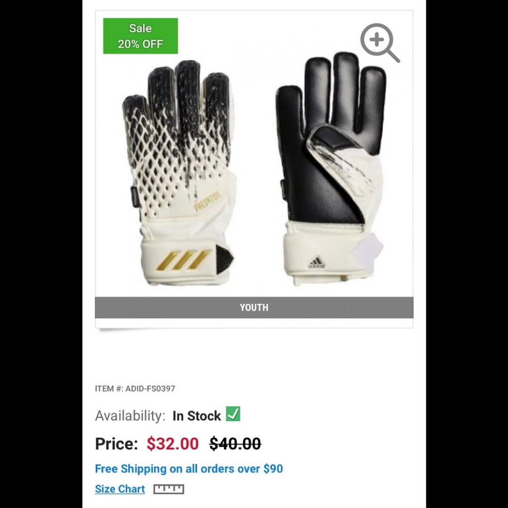 Adidas Predator20 Match Fingersave Junior Gloves
